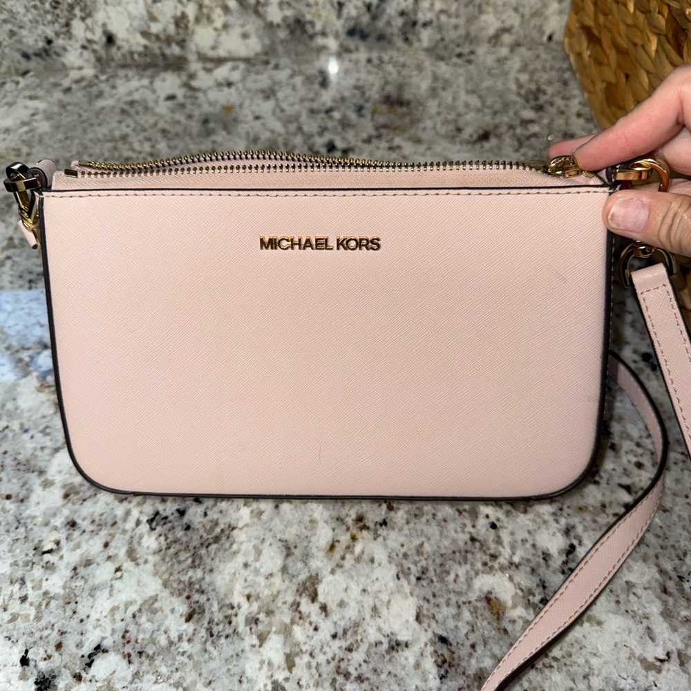 Michael Kors Pale Pink Saffiano Leather Crossbody Bag